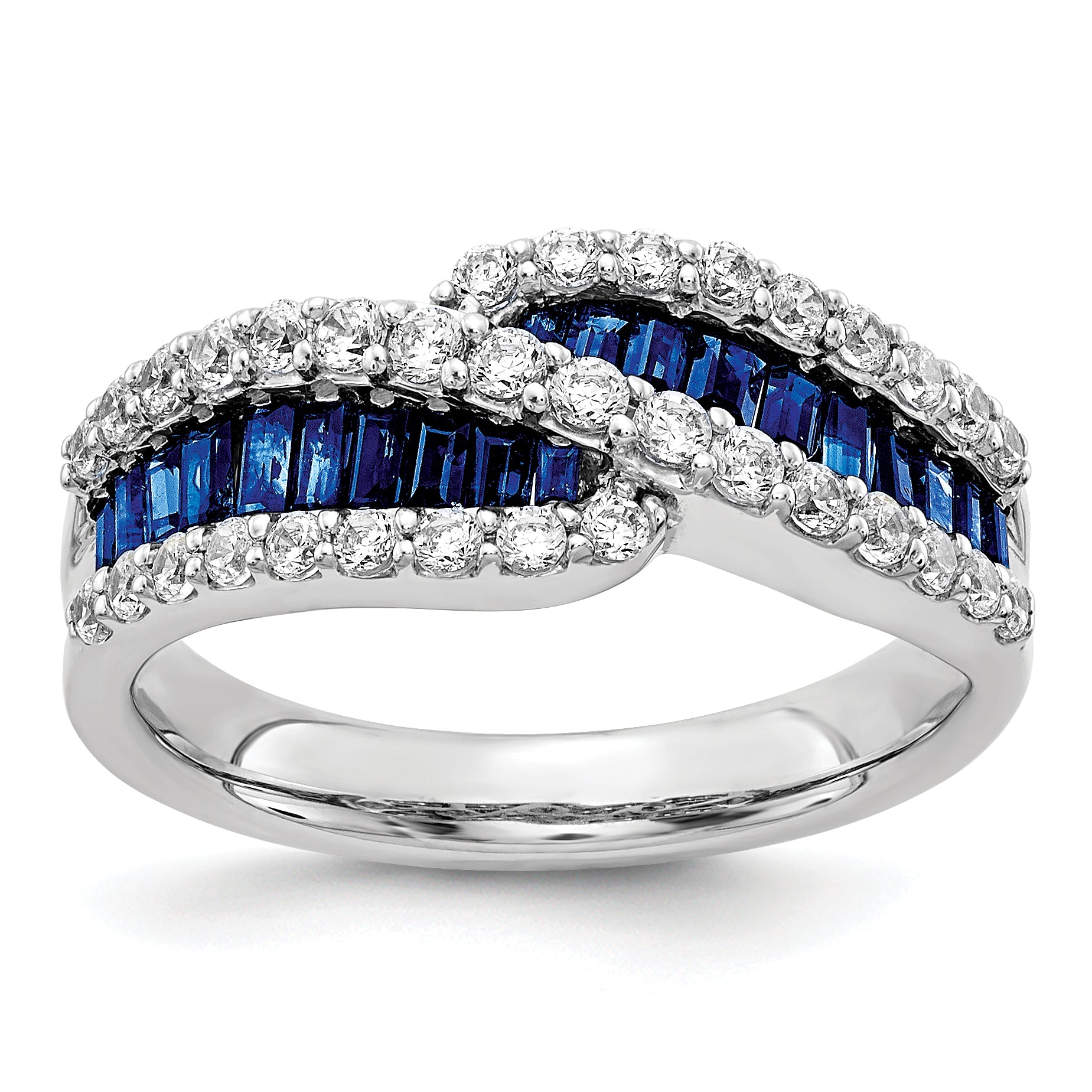 14k White Gold Sapphire Diamond Ring Main image