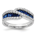 14k White Gold Sapphire Diamond Ring