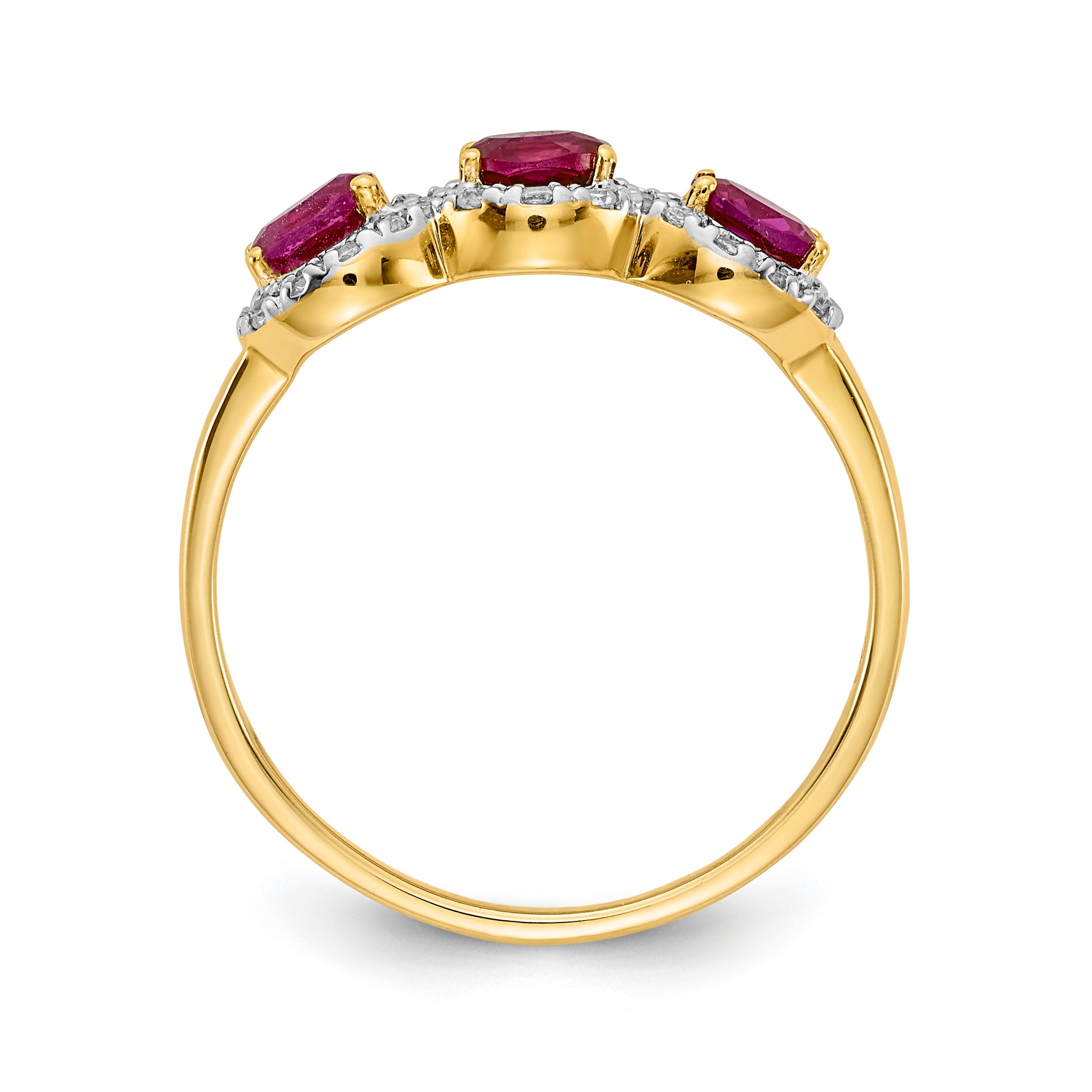 14k Composite Ruby and Diamond 3-Stone Ring Secondary image