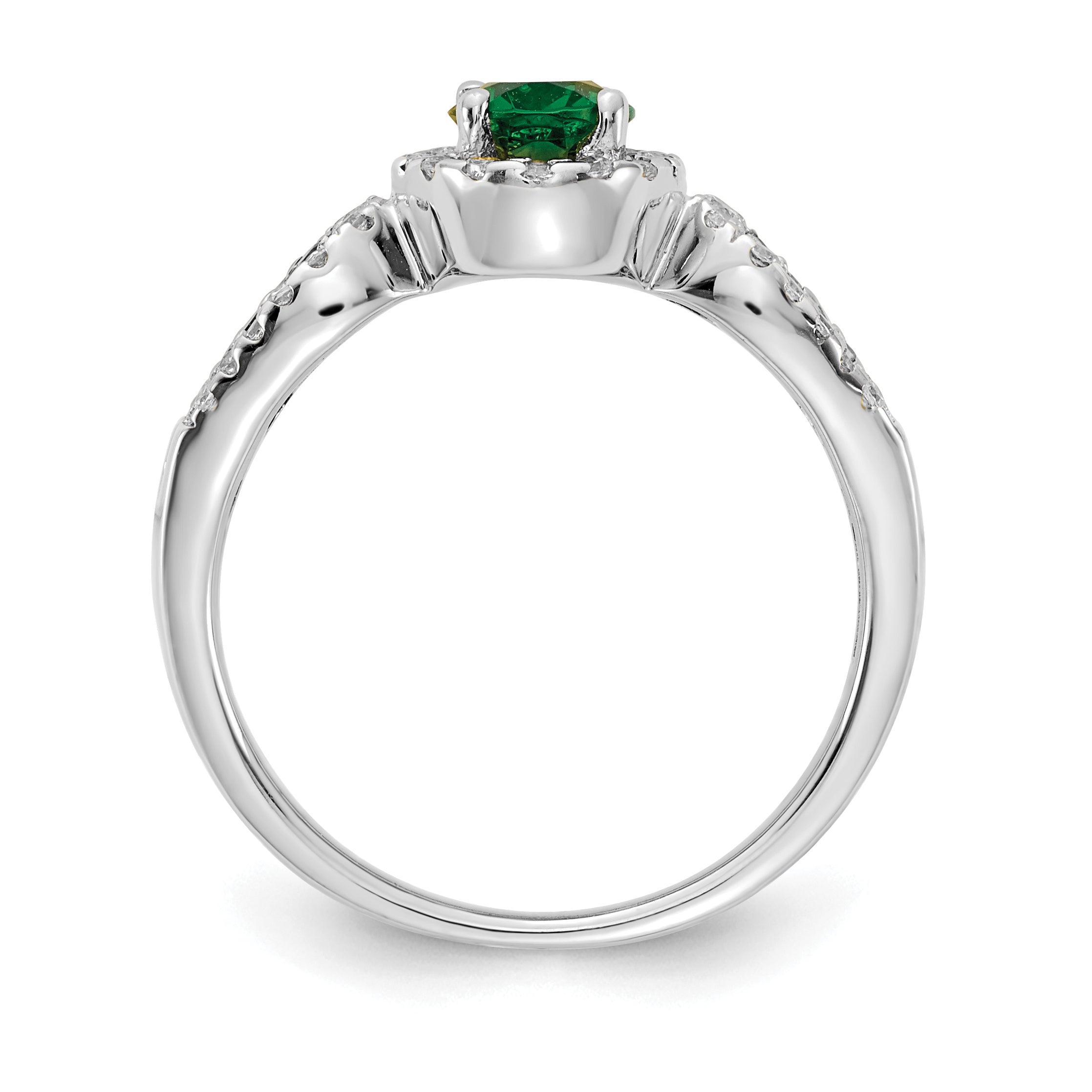 14k White Gold Diamond and Oval Emerald Ring Secondary image