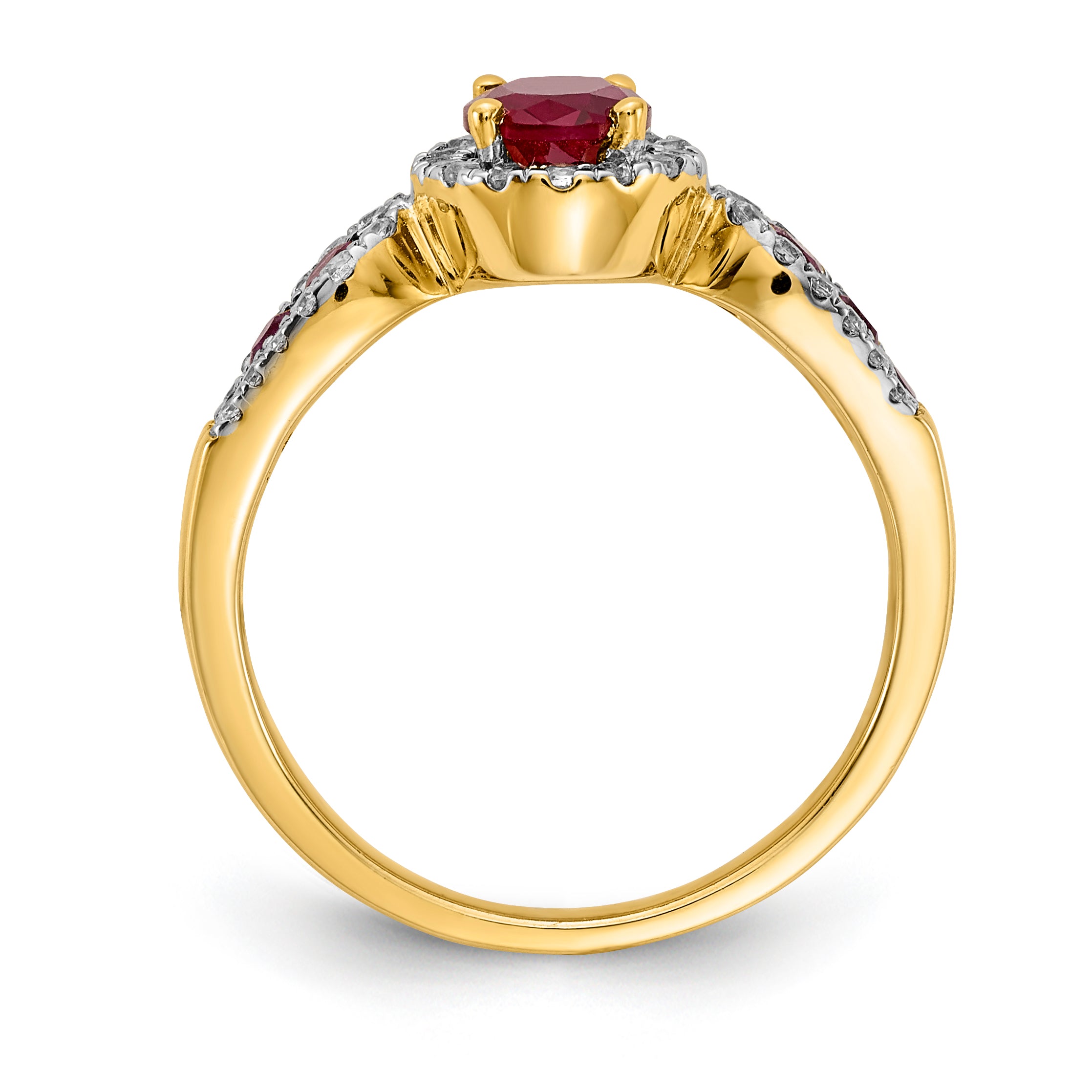 14k Diamond and Oval Ruby Ring Secondary image