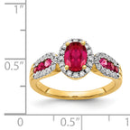 14k Diamond and Oval Ruby Ring