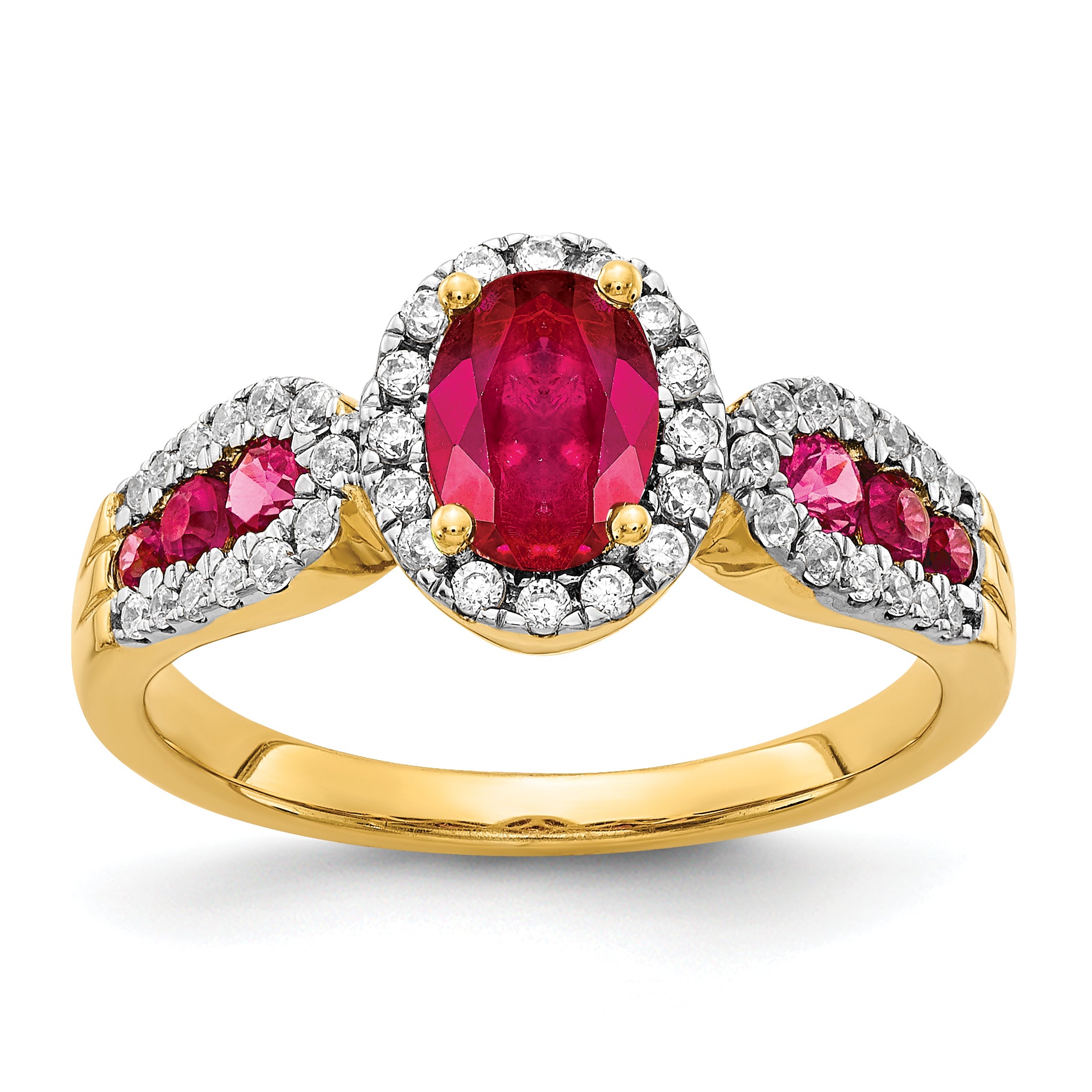 14k Diamond and Oval Ruby Ring Main image
