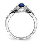 14k White Gold Diamond and Oval Sapphire Ring