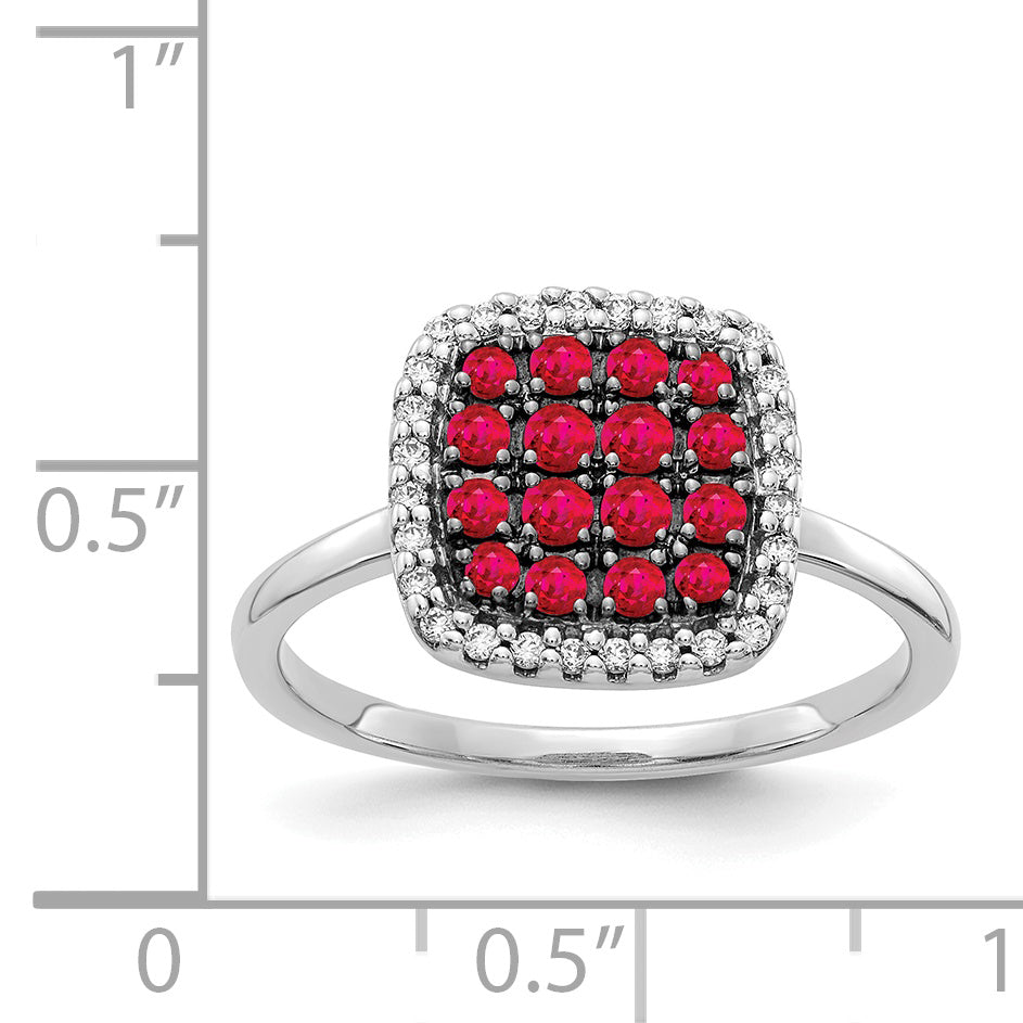 14k White Gold Diamond and Ruby Ring