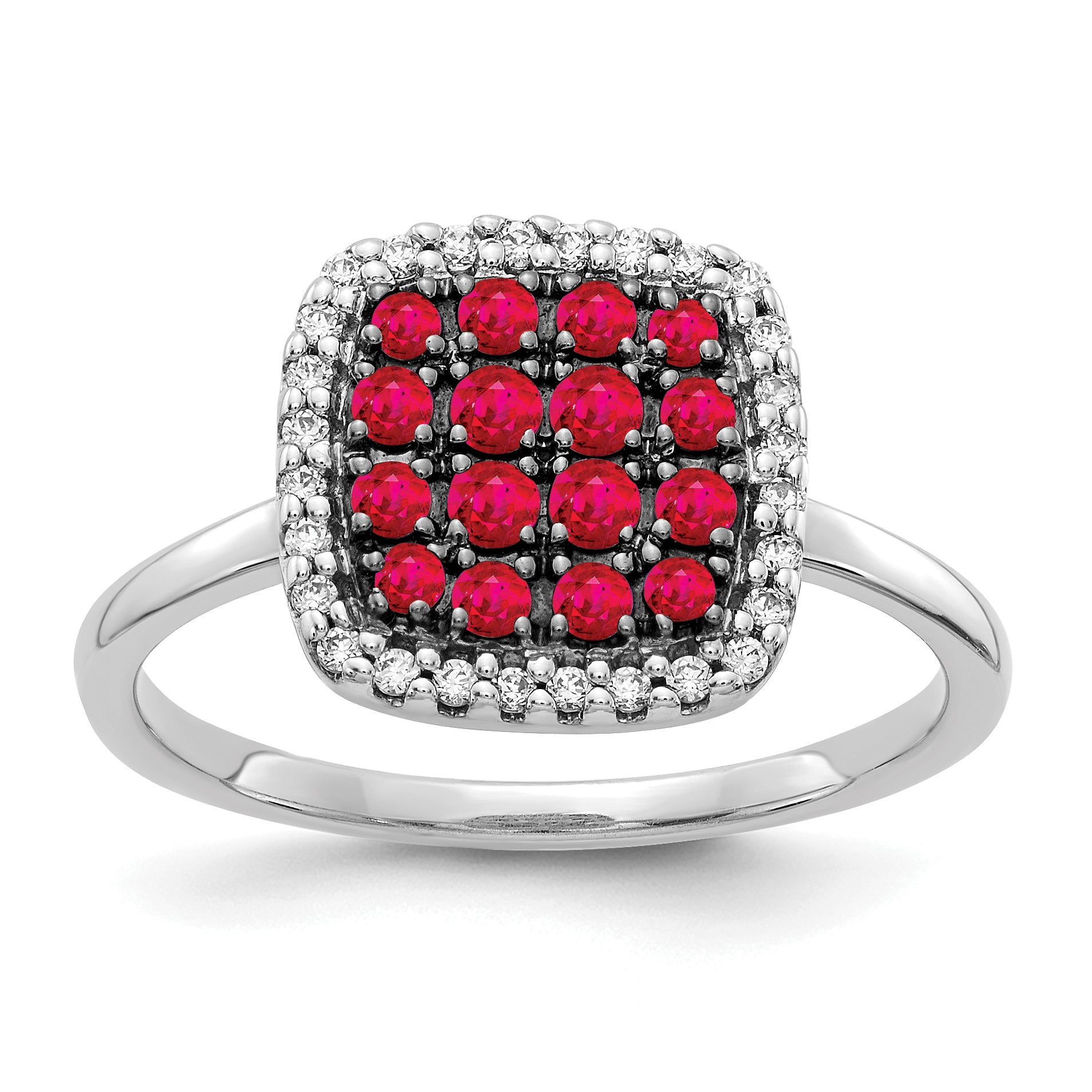 14k White Gold Diamond and Ruby Ring Main image