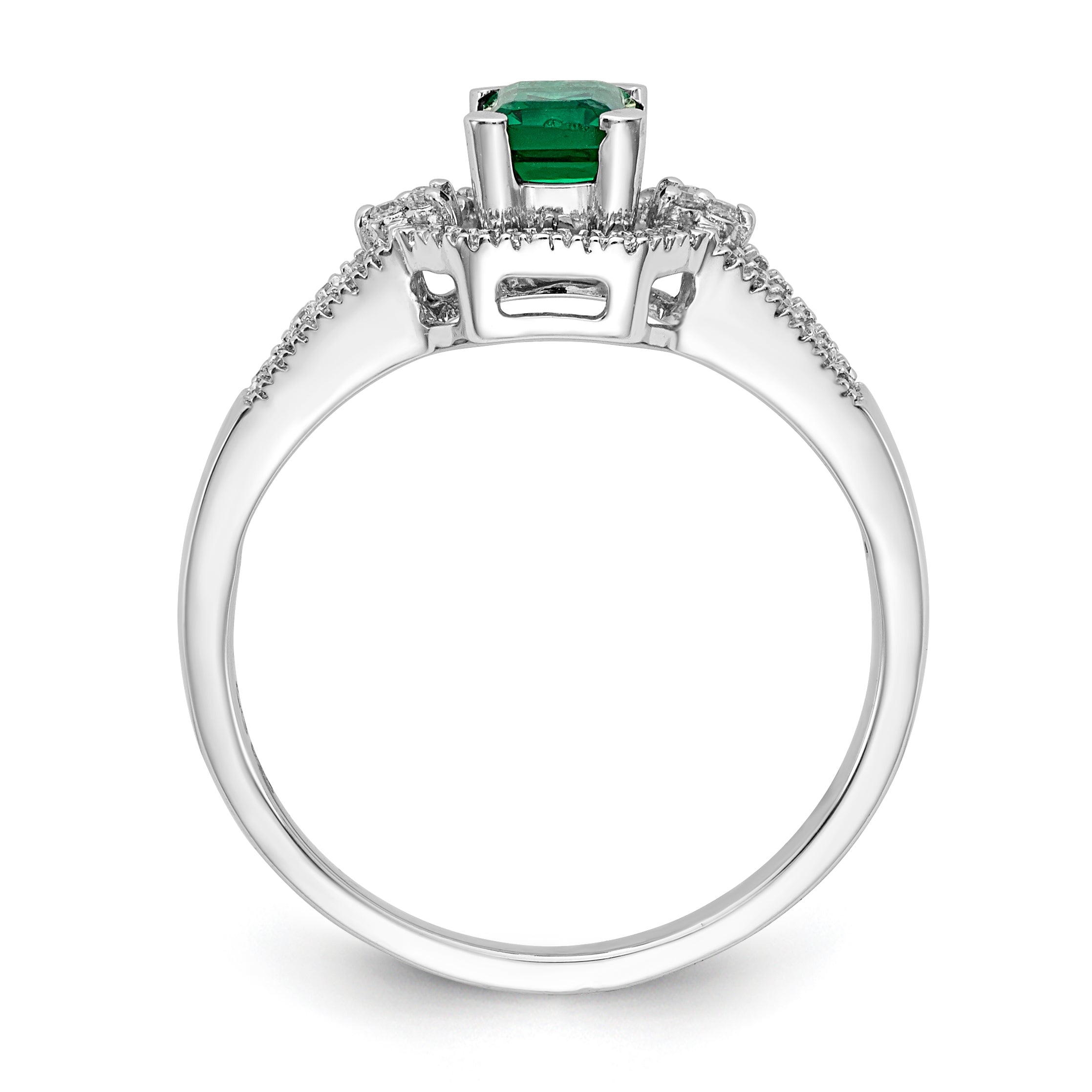 14k White Gold Diamond and Emerald Ring Secondary image