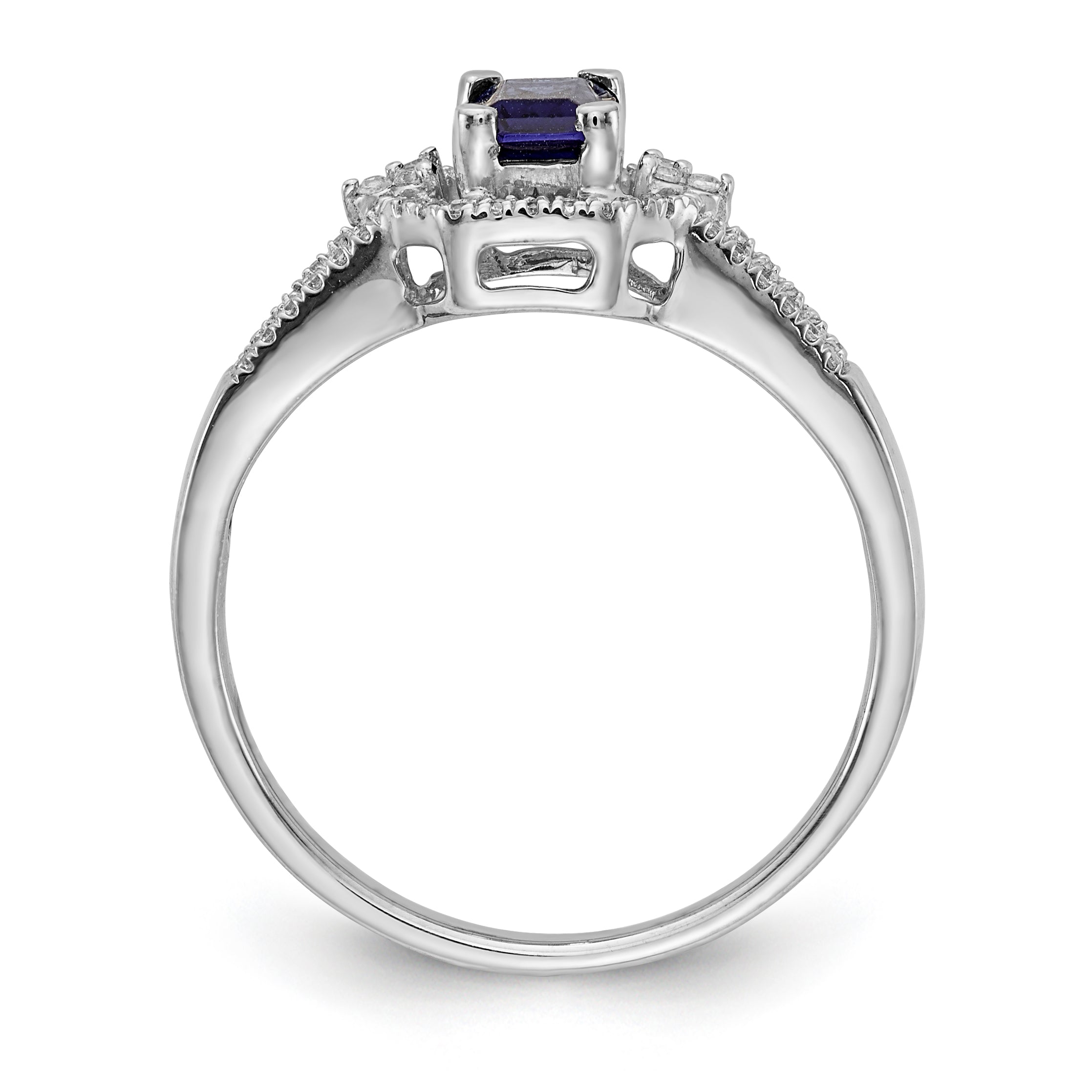 14k White Gold Diamond and Sapphire Ring Secondary image