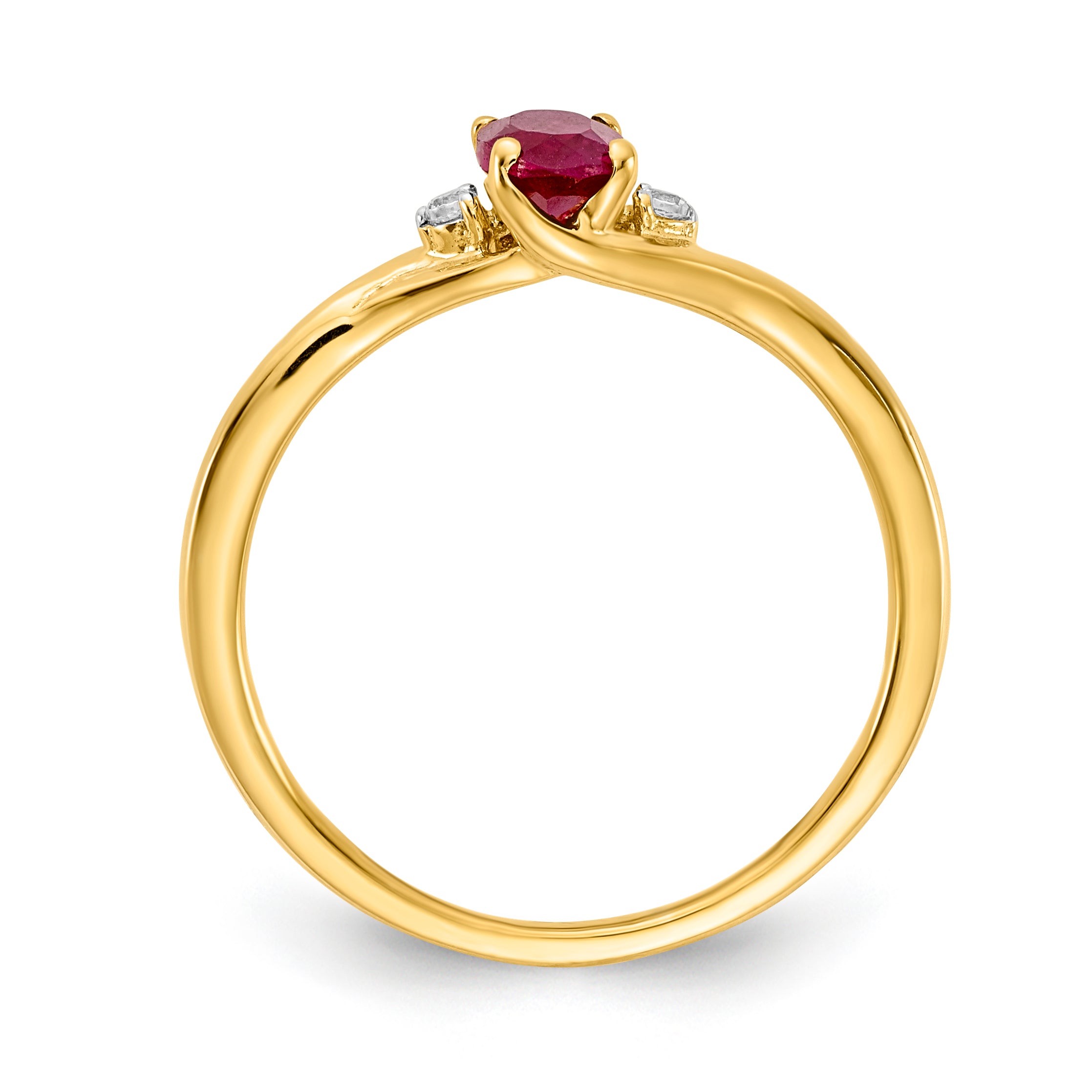 14k Diamond and Oval Ruby Ring Secondary image