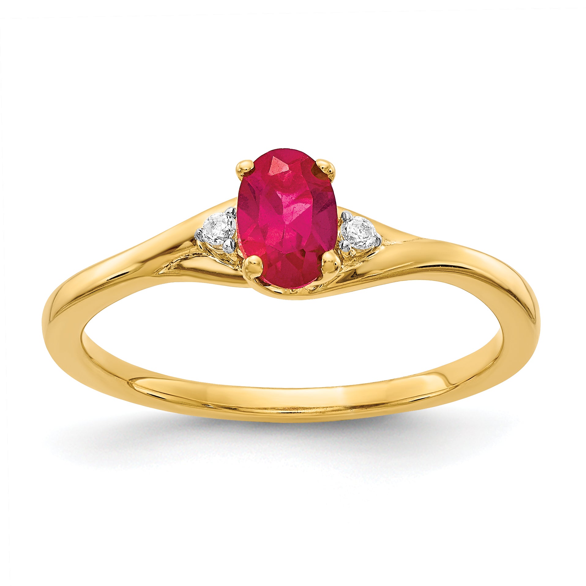 14k Diamond and Oval Ruby Ring Main image