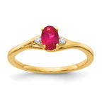 14k Diamond and Oval Ruby Ring