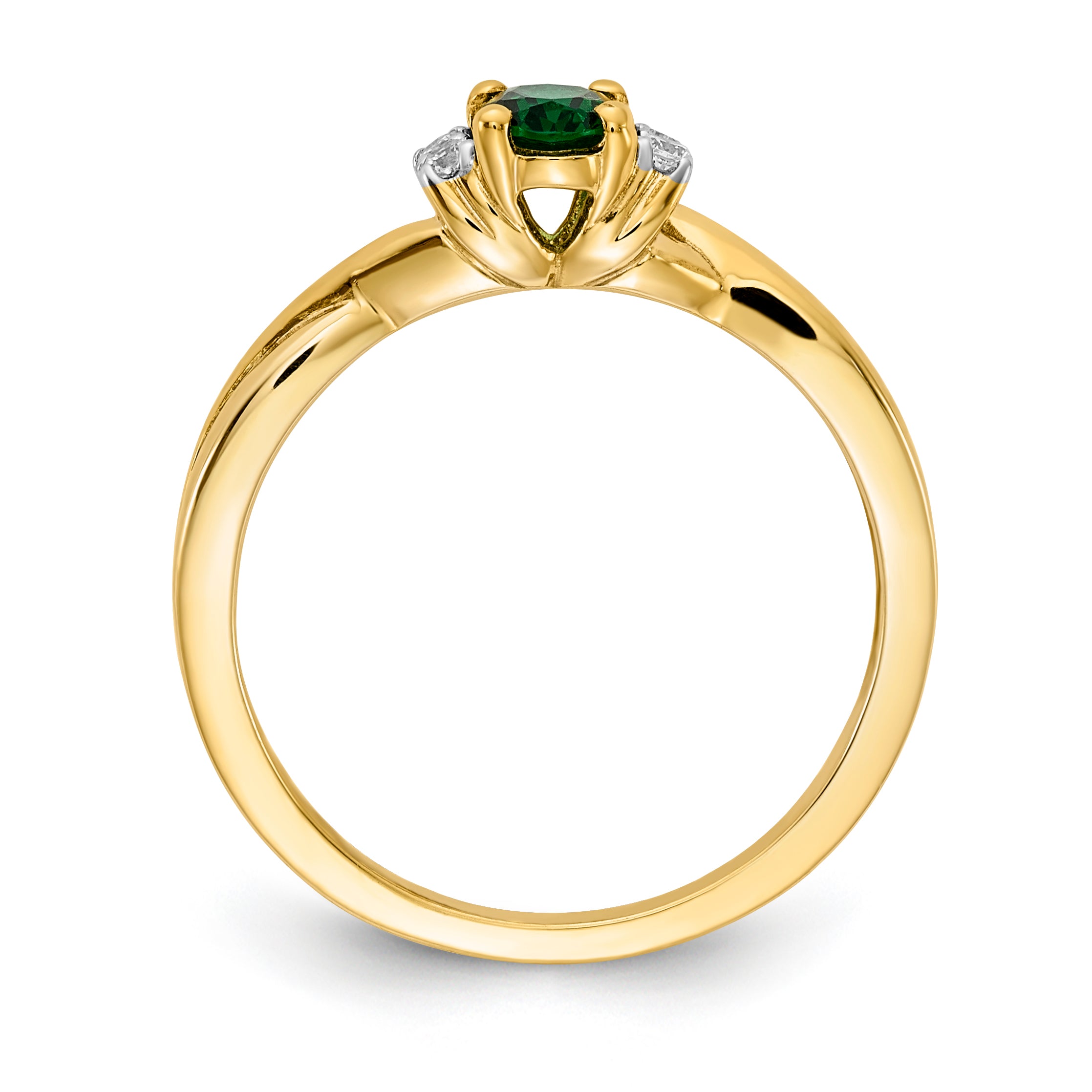 10K Diamond and Oval Emerald Ring