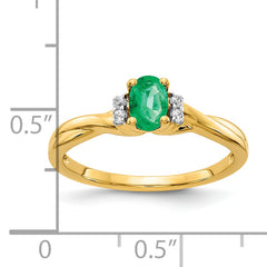 10K Diamond and Oval Emerald Ring
