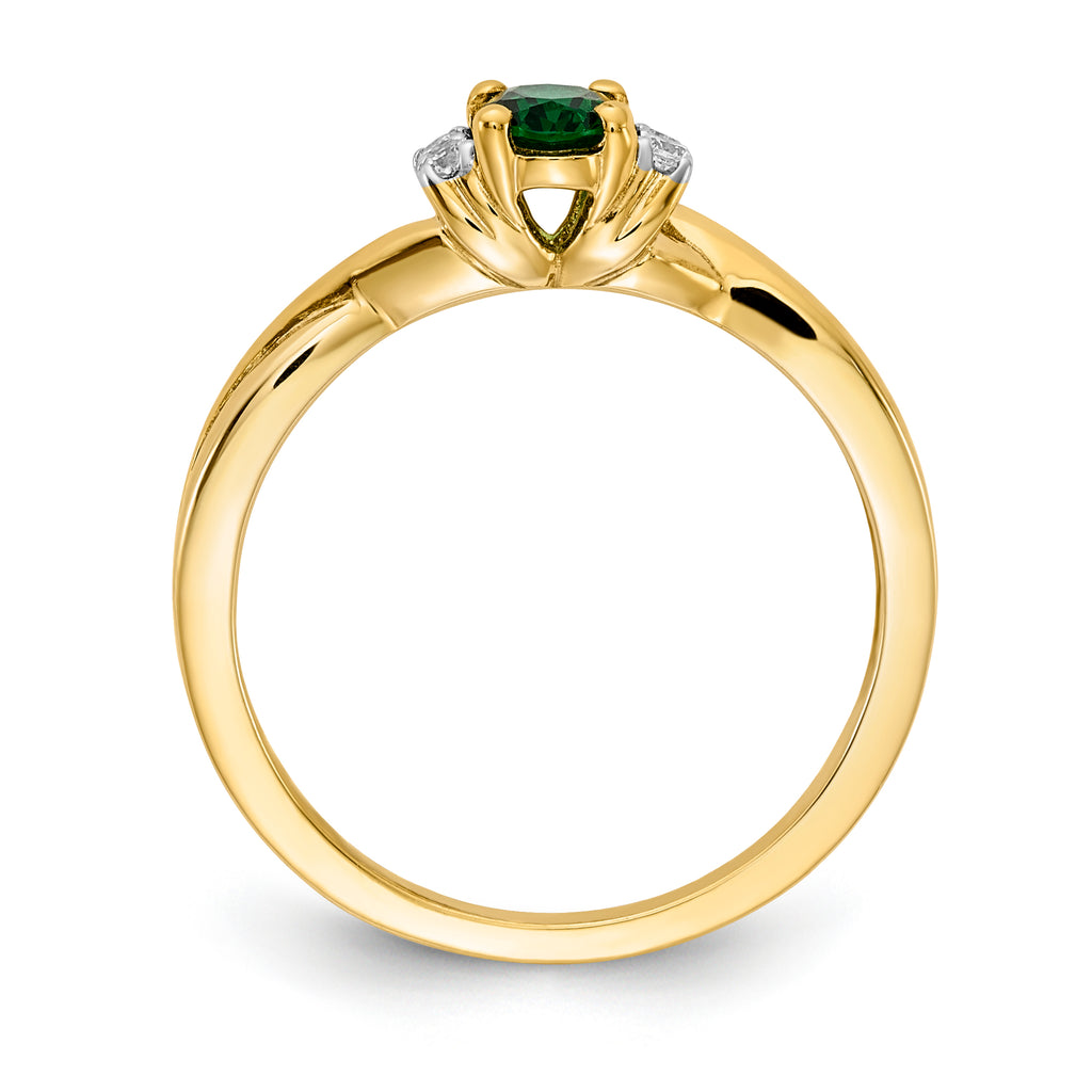 14k Diamond and Oval Emerald Ring