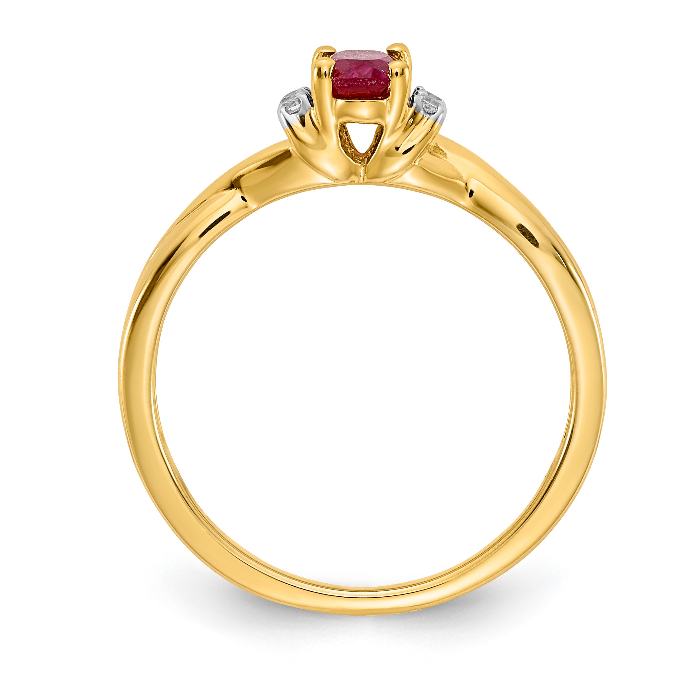 14k Diamond and Oval Ruby Ring Secondary image