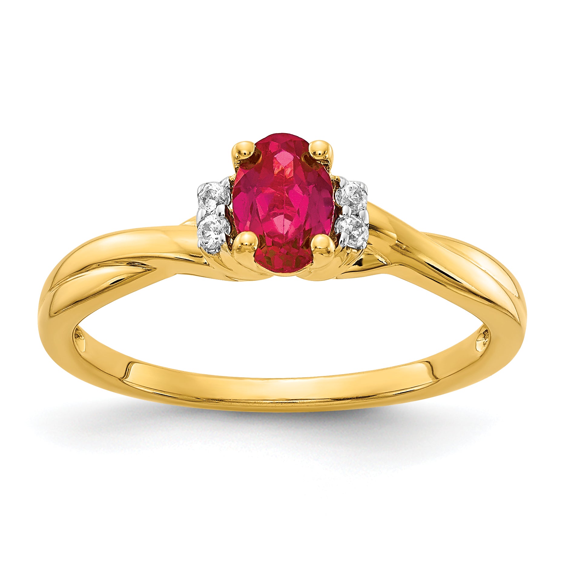 14k Diamond and Oval Ruby Ring Main image