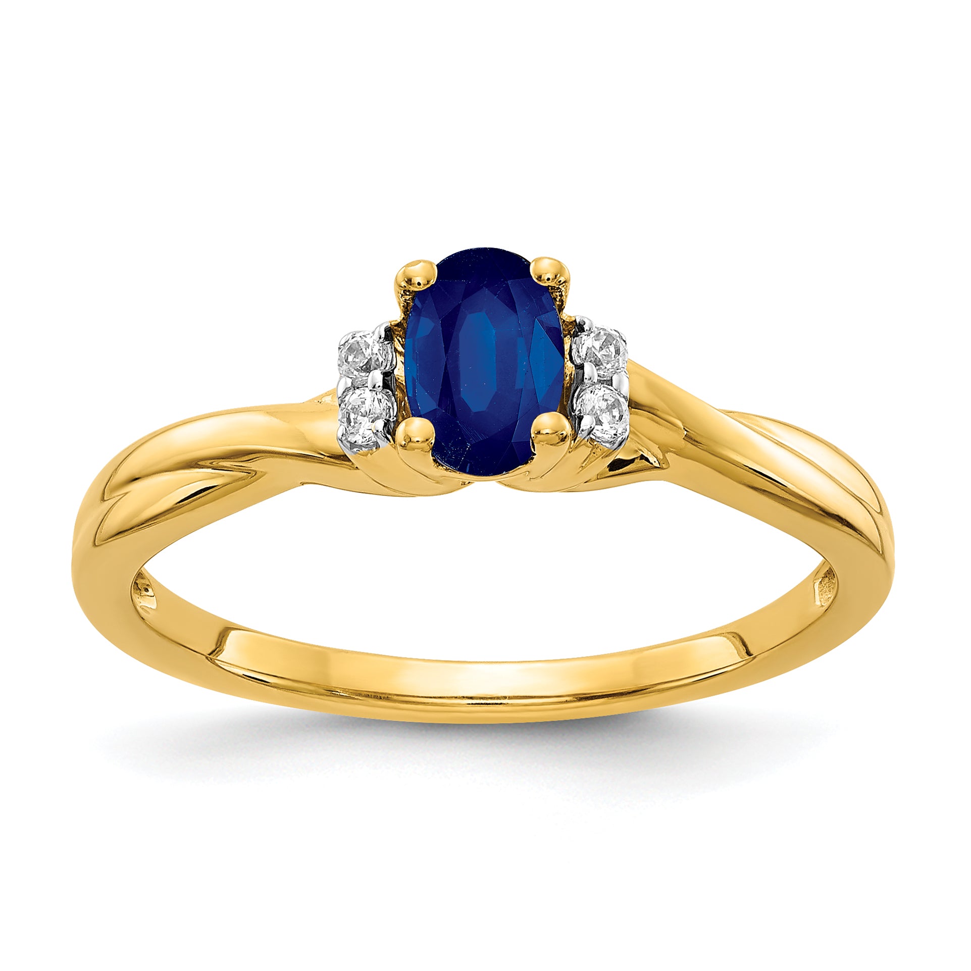 10k Diamond and Oval Sapphire Ring