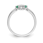 14k White Gold Diamond and Emerald 3-stone Ring