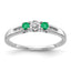 14k White Gold Diamond and Emerald 3-stone Ring