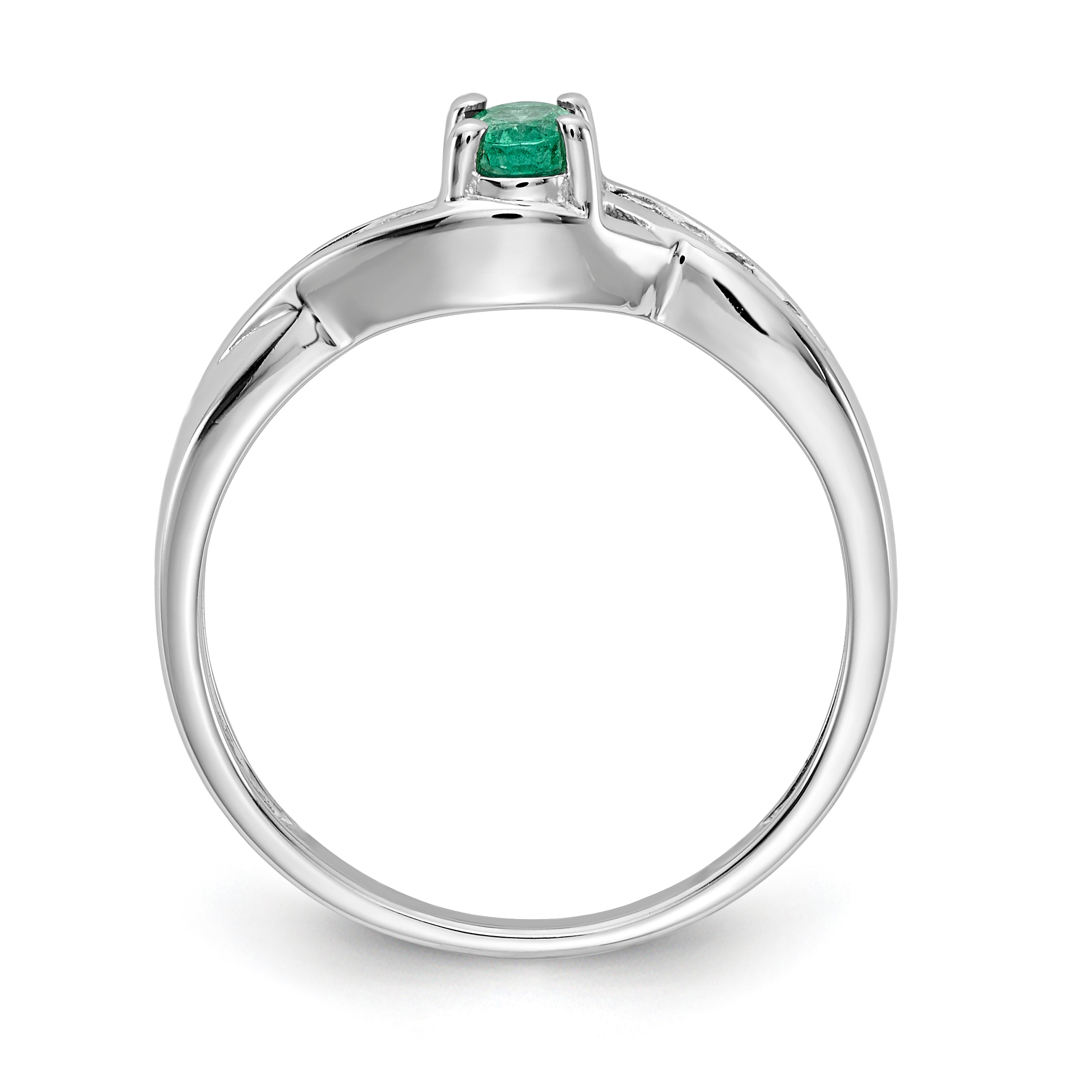 14k White Gold Oval Emerald Diamond Ring Secondary image