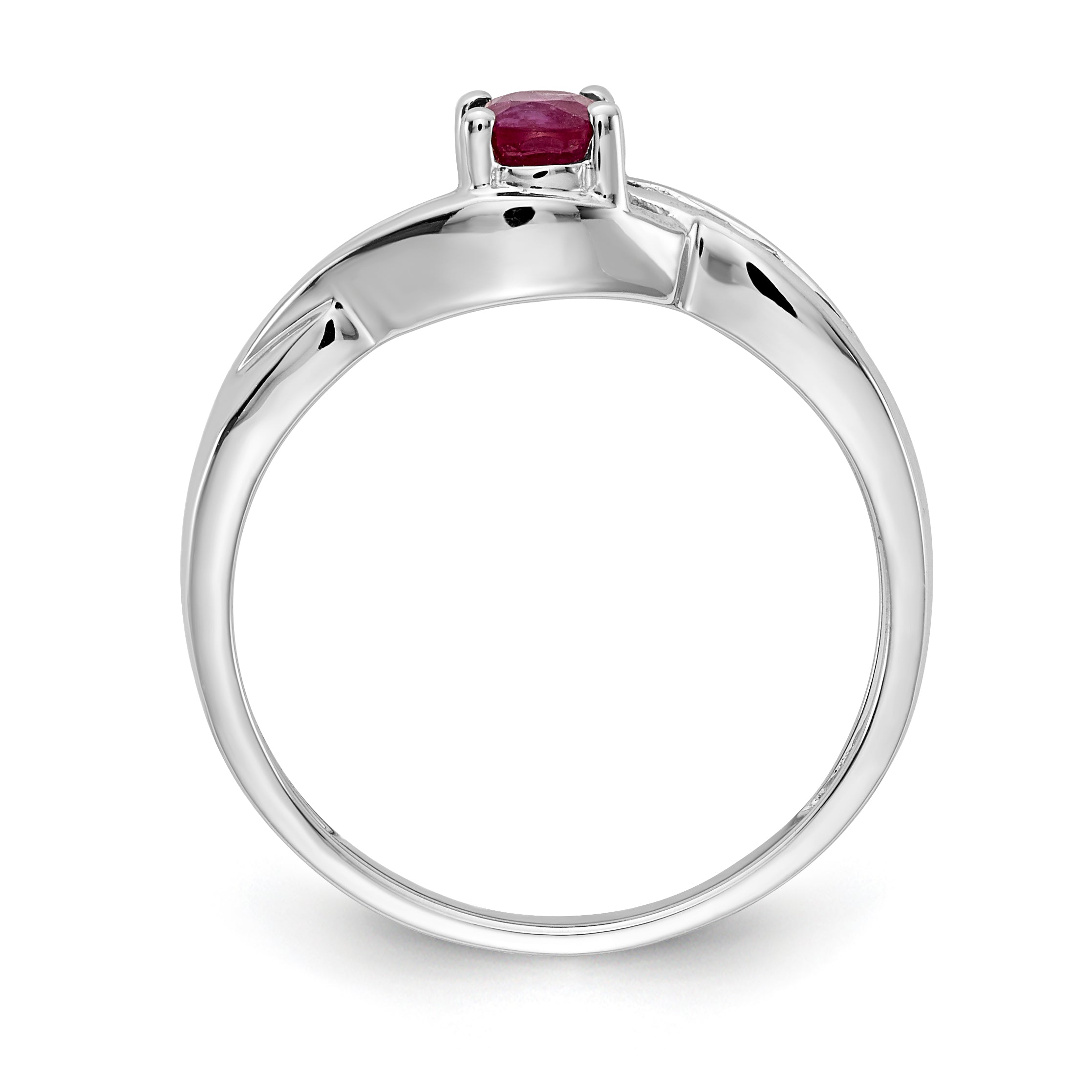 14k White Gold Oval Composite Ruby and Diamond Ring Secondary image