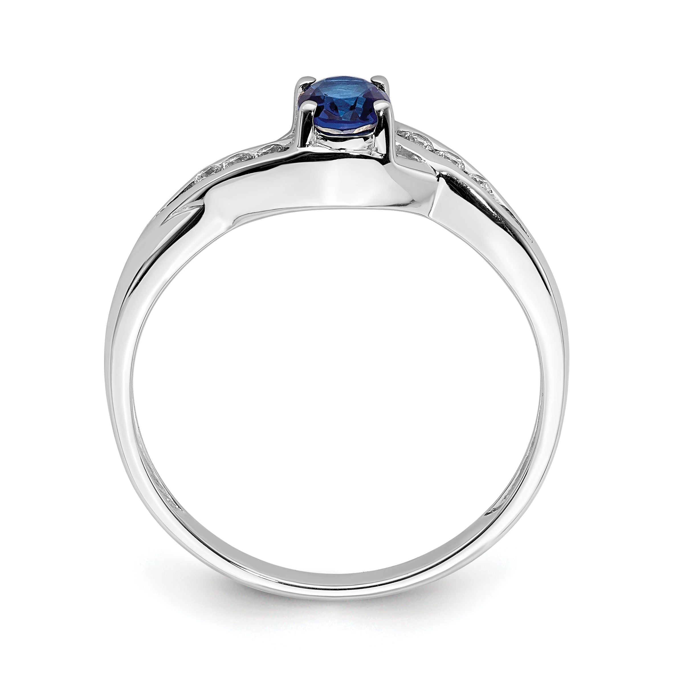 14k White Gold Oval Sapphire Diamond Ring Secondary image