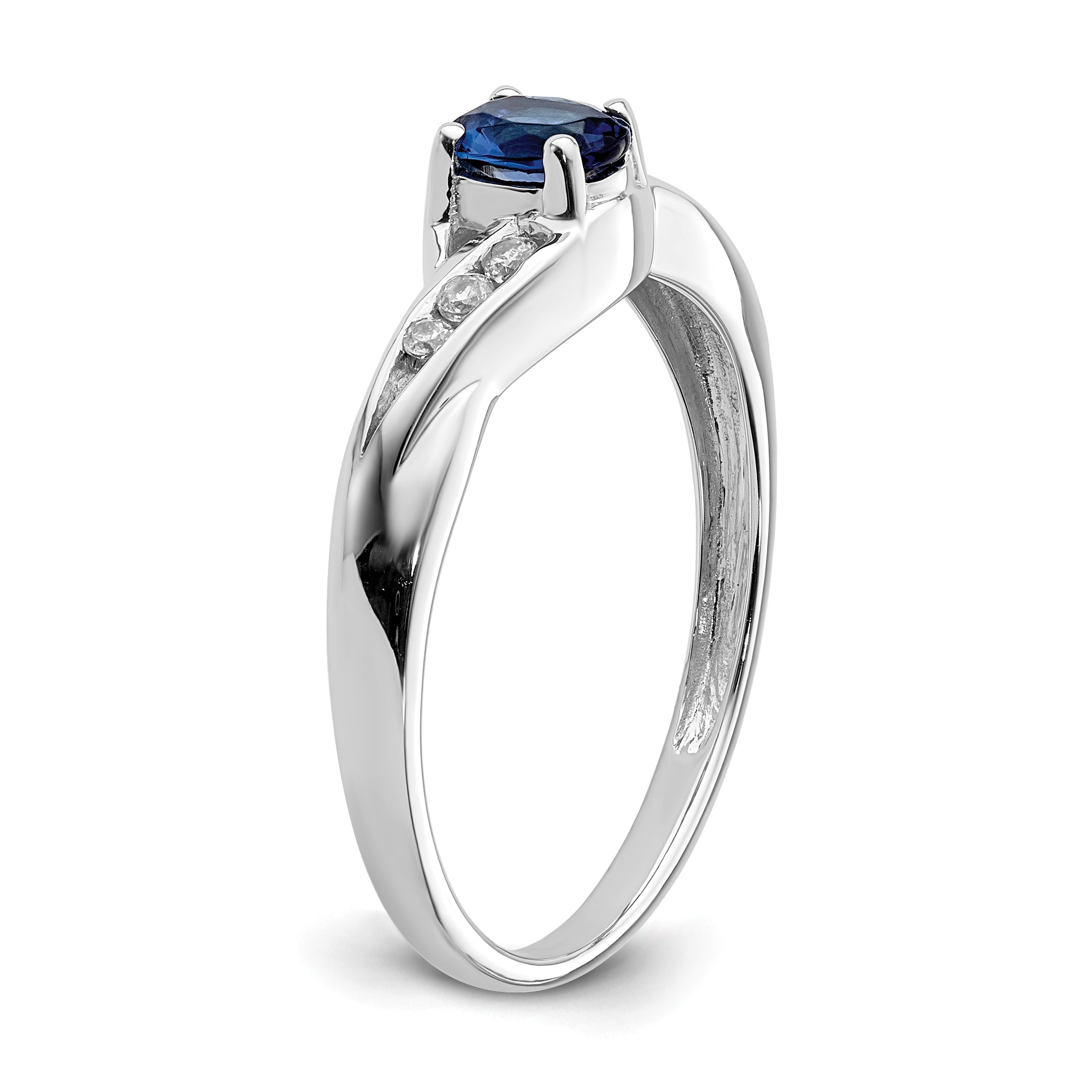 14k White Gold Oval Sapphire Diamond Ring