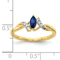 10k Diamond and Marquise Sapphire Ring