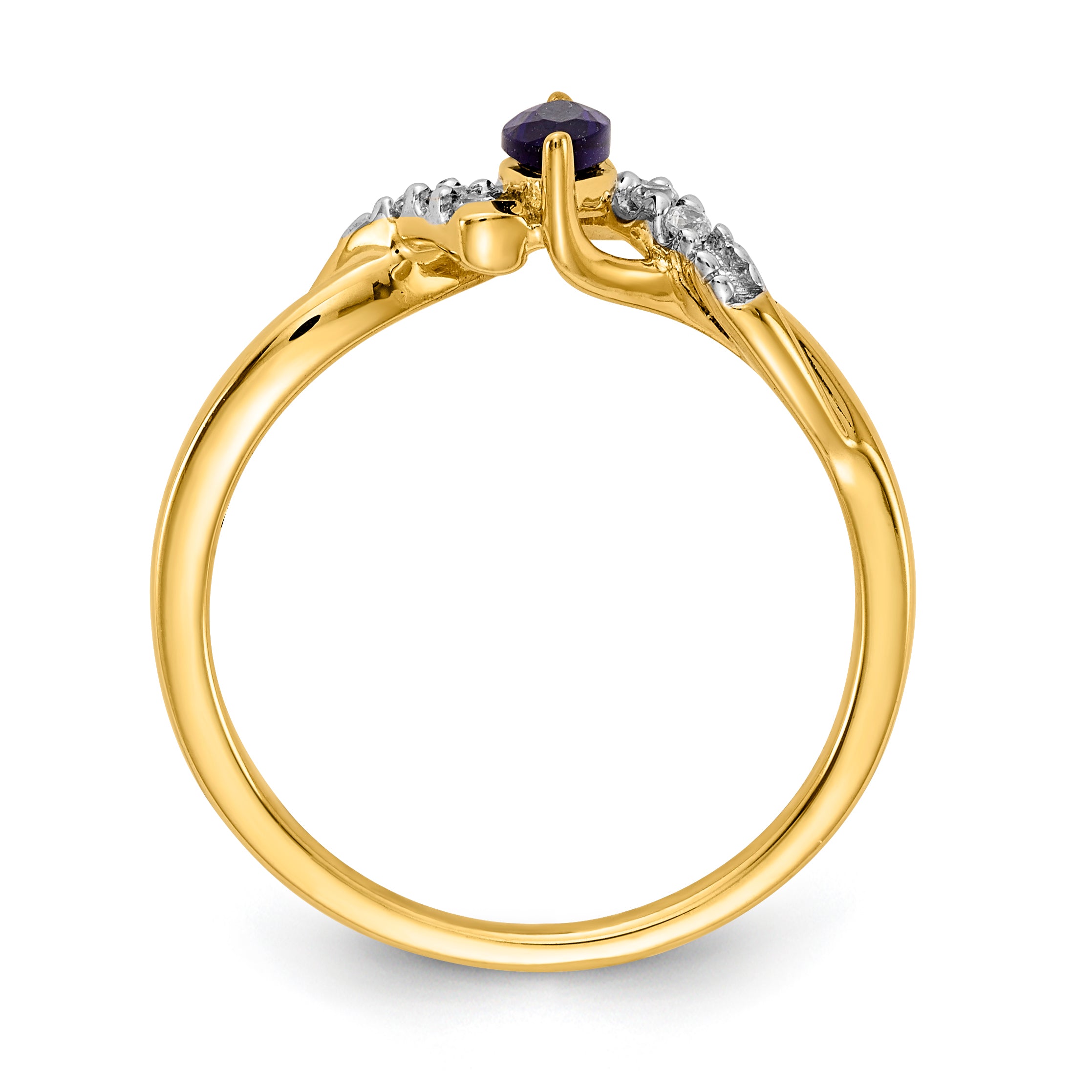 14k Diamond and Marquise Sapphire Ring Secondary image