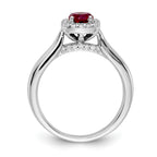 14k White Gold Diamond and Ruby Halo Ring