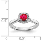 14k White Gold Diamond and Ruby Halo Ring