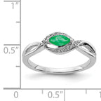 14k White Gold Diamond and Marquise Emerald Ring