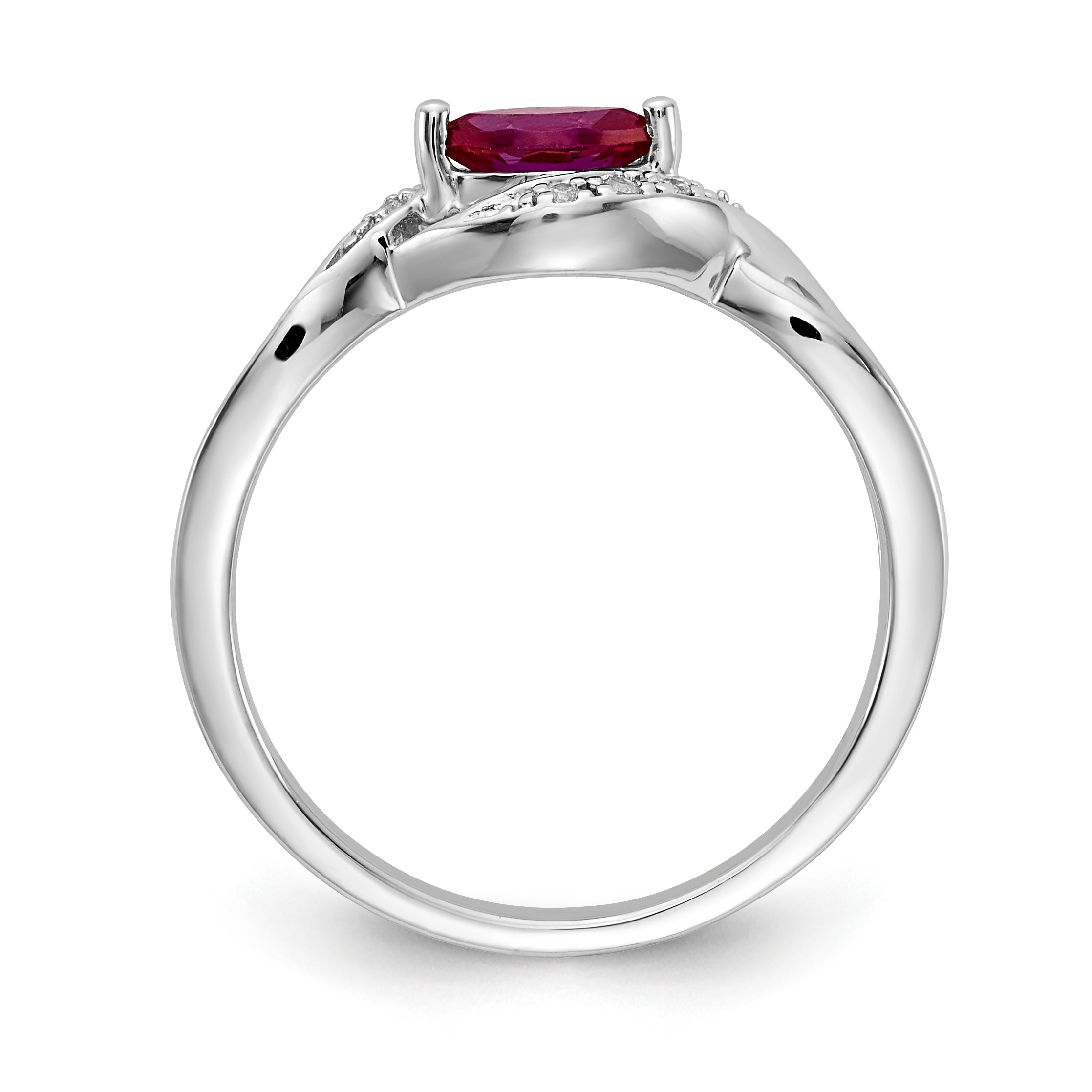 14k White Gold Diamond and Marquise Ruby Ring Secondary image