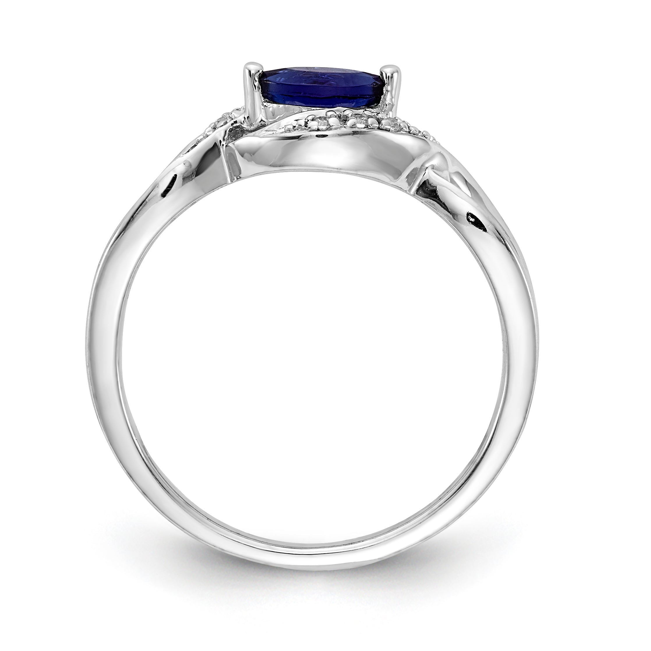 14k White Gold Diamond and Marquise Sapphire Ring Secondary image