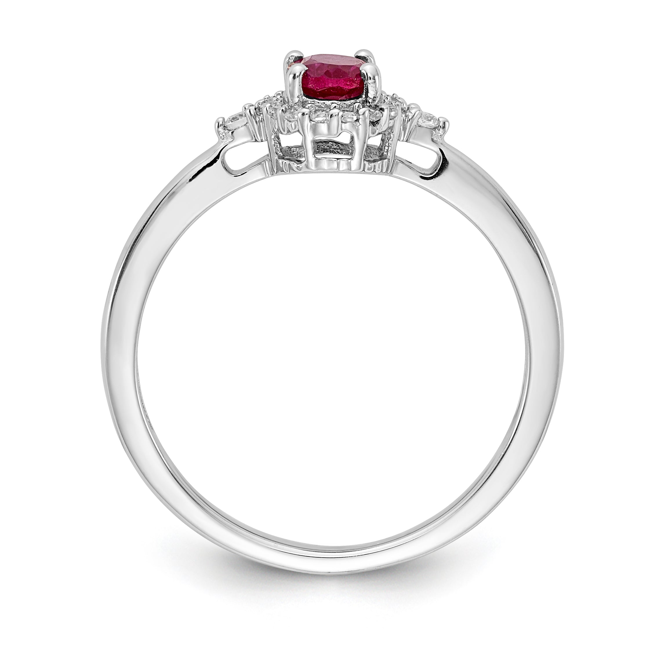 14k White Gold Oval Ruby and Diamond Halo Ring Secondary image