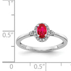 14k White Gold Oval Ruby and Diamond Halo Ring