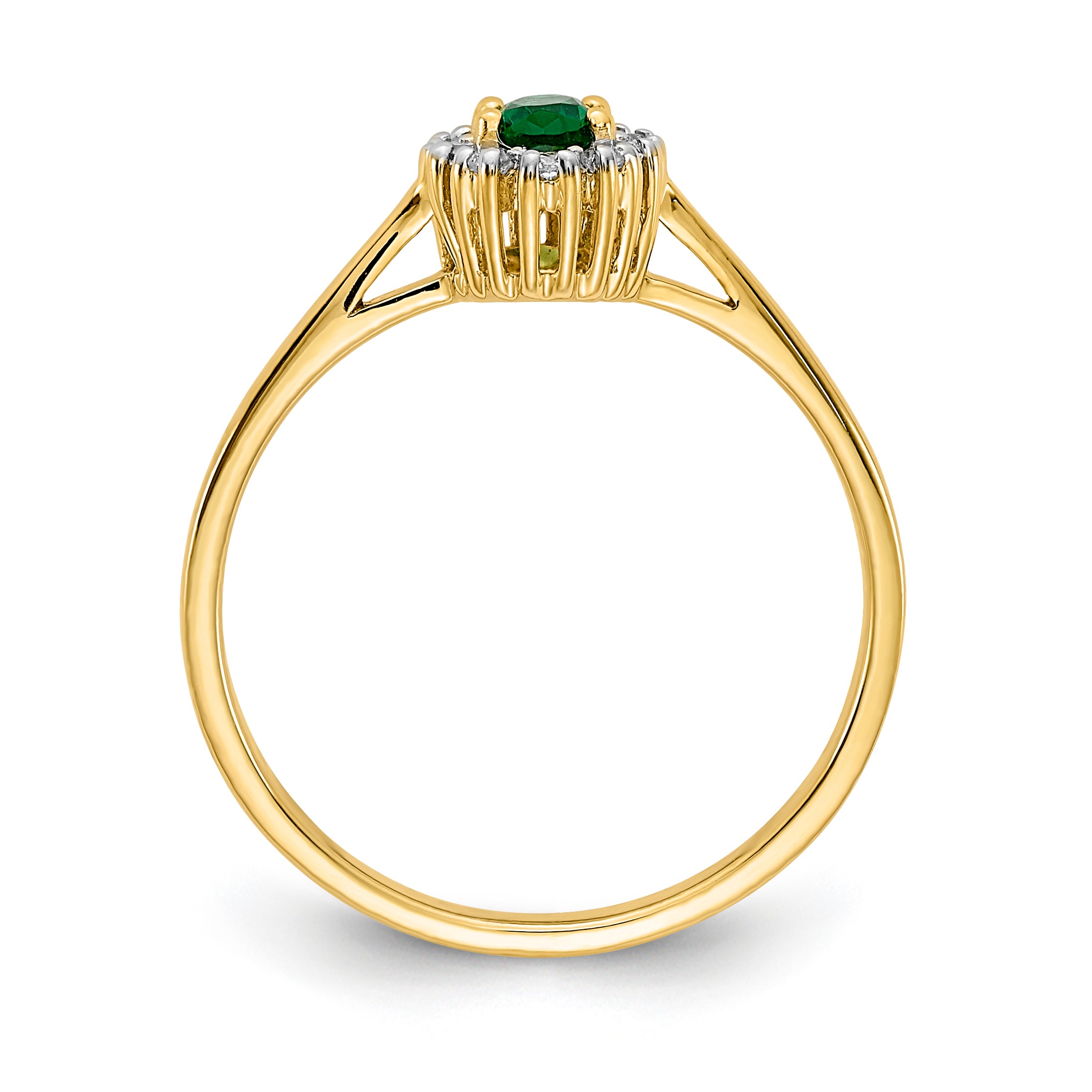 14k Diamond and Oval Emerald Halo Ring Secondary image