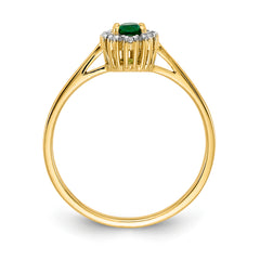 14k Diamond and Oval Emerald Halo Ring - 7
