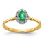 14k Diamond and Oval Emerald Halo Ring