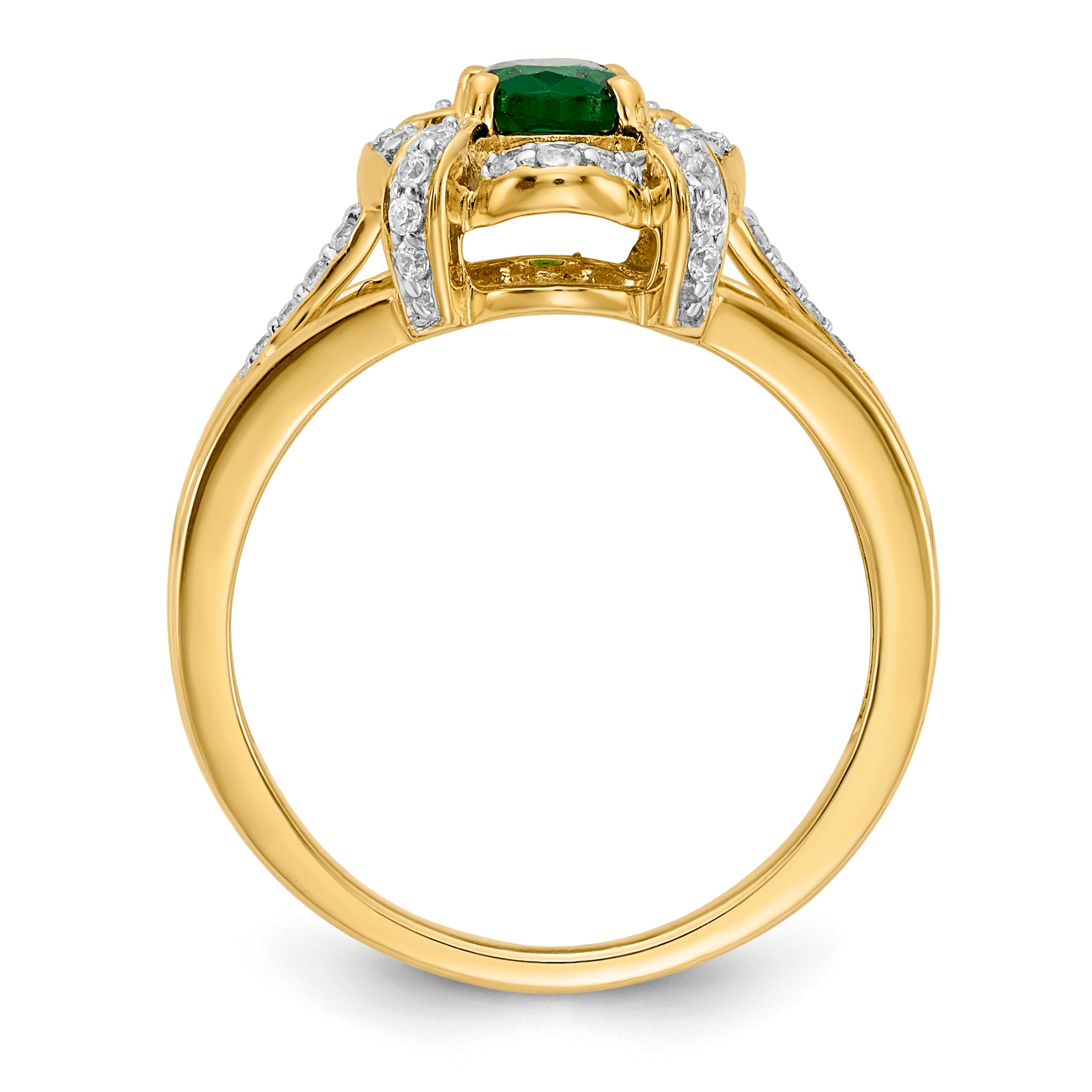 14k Diamond and Oval Emerald Ring Secondary image