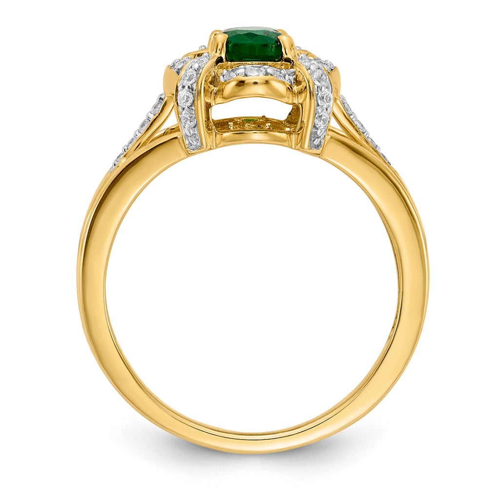 14k Diamond and Oval Emerald Ring