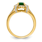 14k Diamond and Oval Emerald Ring