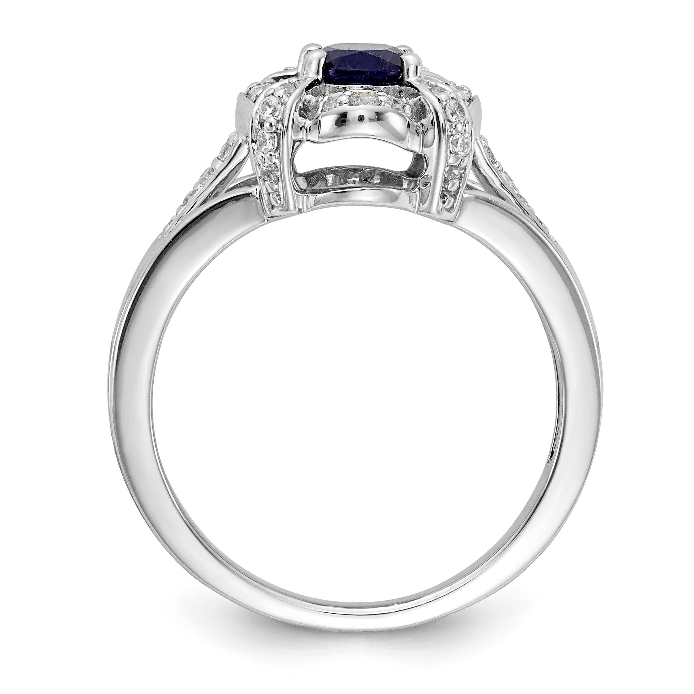 14k White Gold Diamond and Oval Sapphire Ring Secondary image