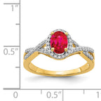 14k Diamond and Ruby Oval Halo Ring