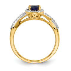 10k Diamond and Sapphire Oval Halo Ring