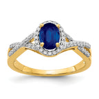 14k Diamond and Sapphire Oval Halo Ring