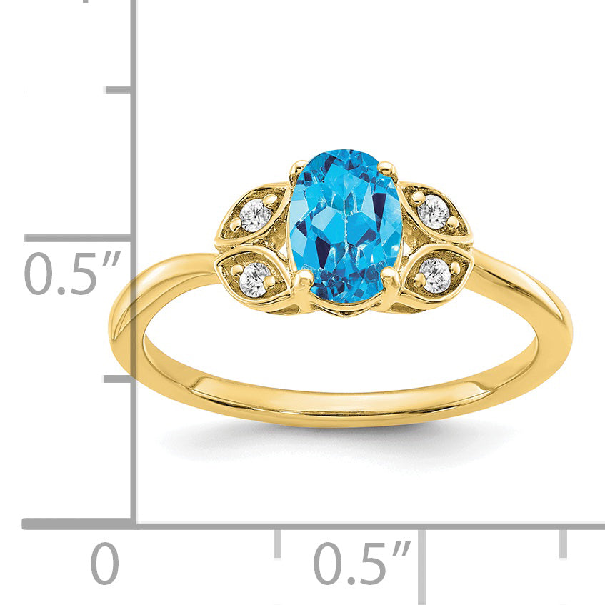 10k Blue Topaz and Diamond Ring