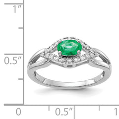 14k White Gold Diamond and Emerald Ring - 7