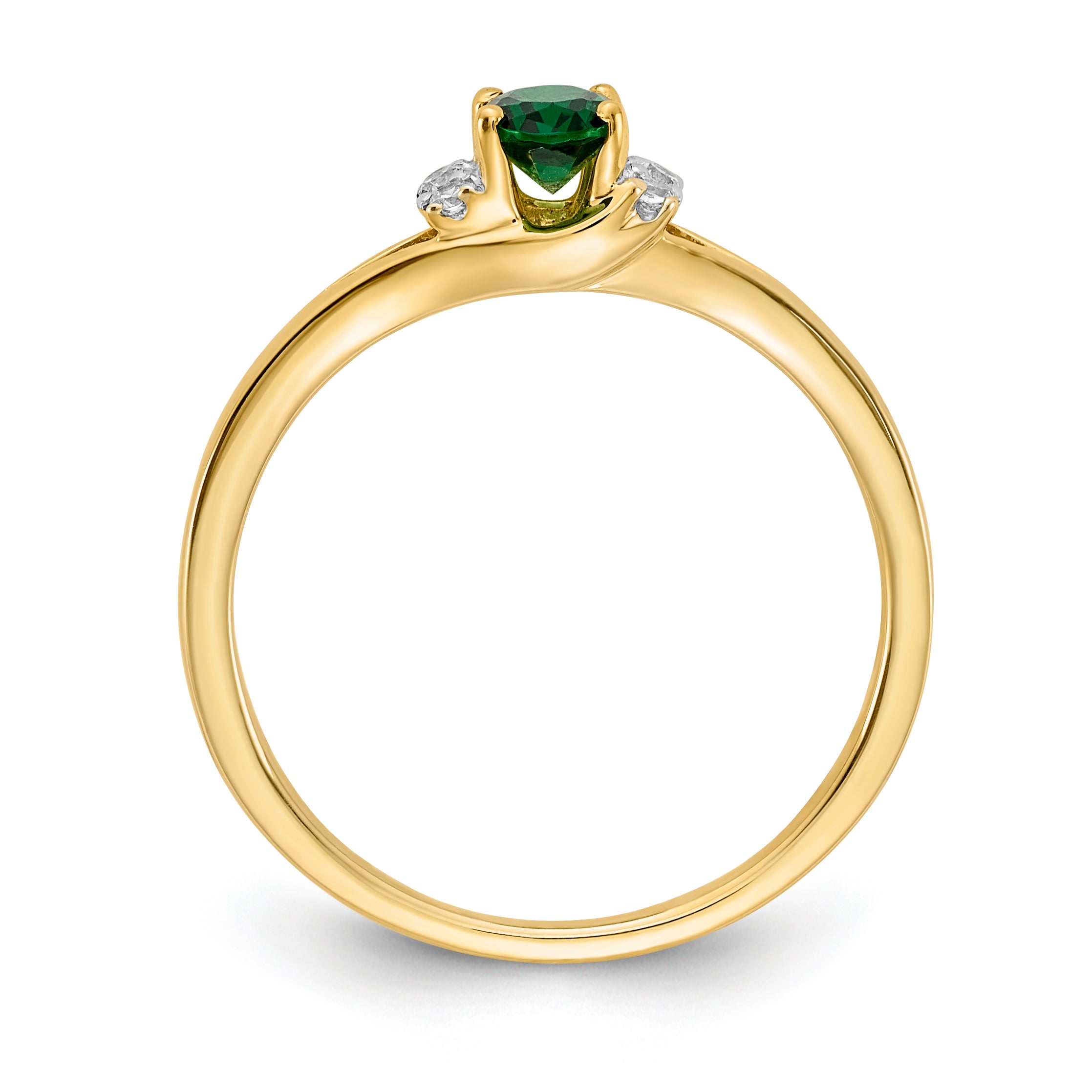 14k Diamond and Oval Emerald Ring Secondary image