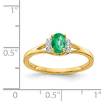 14k Diamond and Oval Emerald Ring